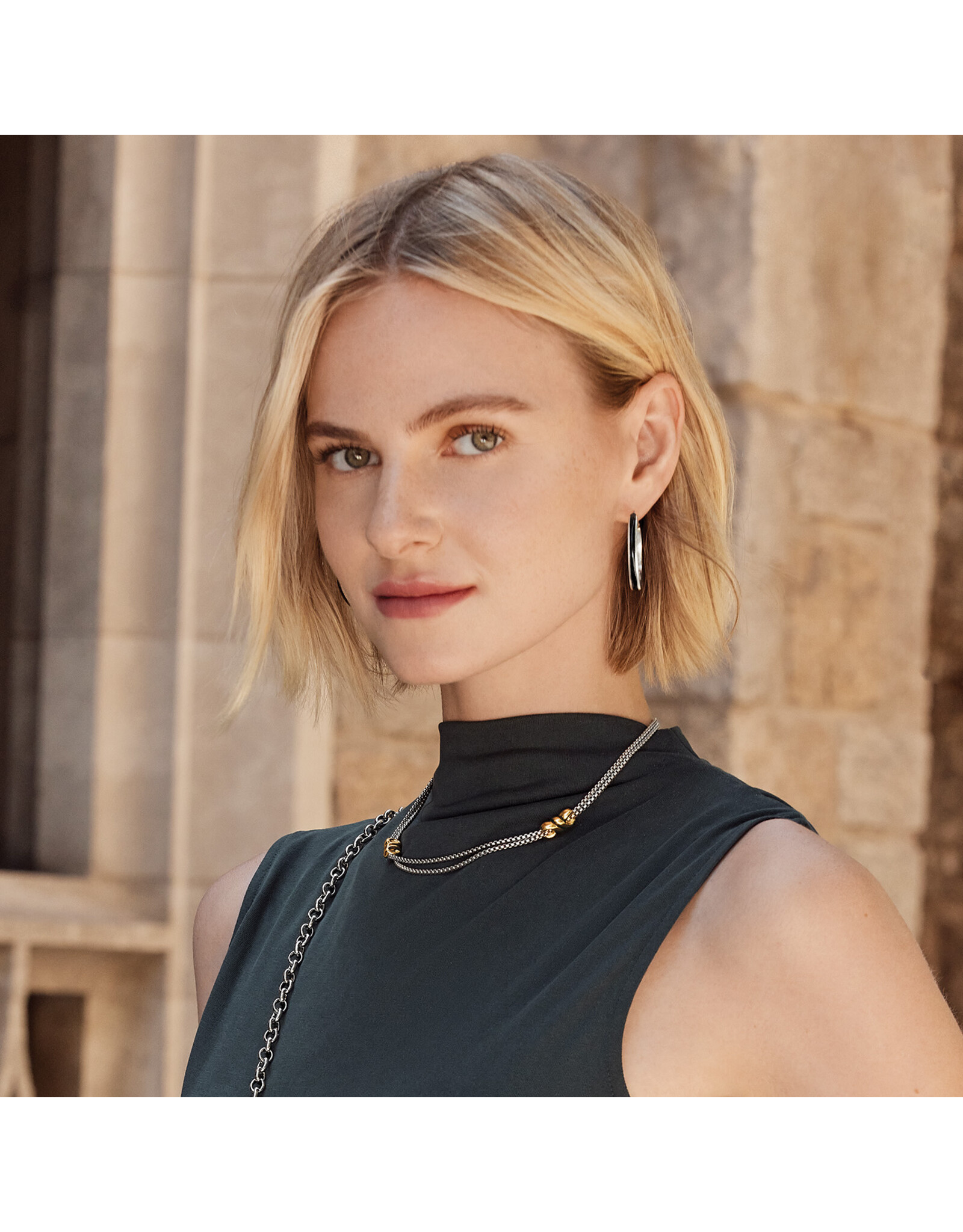 Brighton Brighton JM7587 Interlok Twist Two Tone Double Chain Necklace