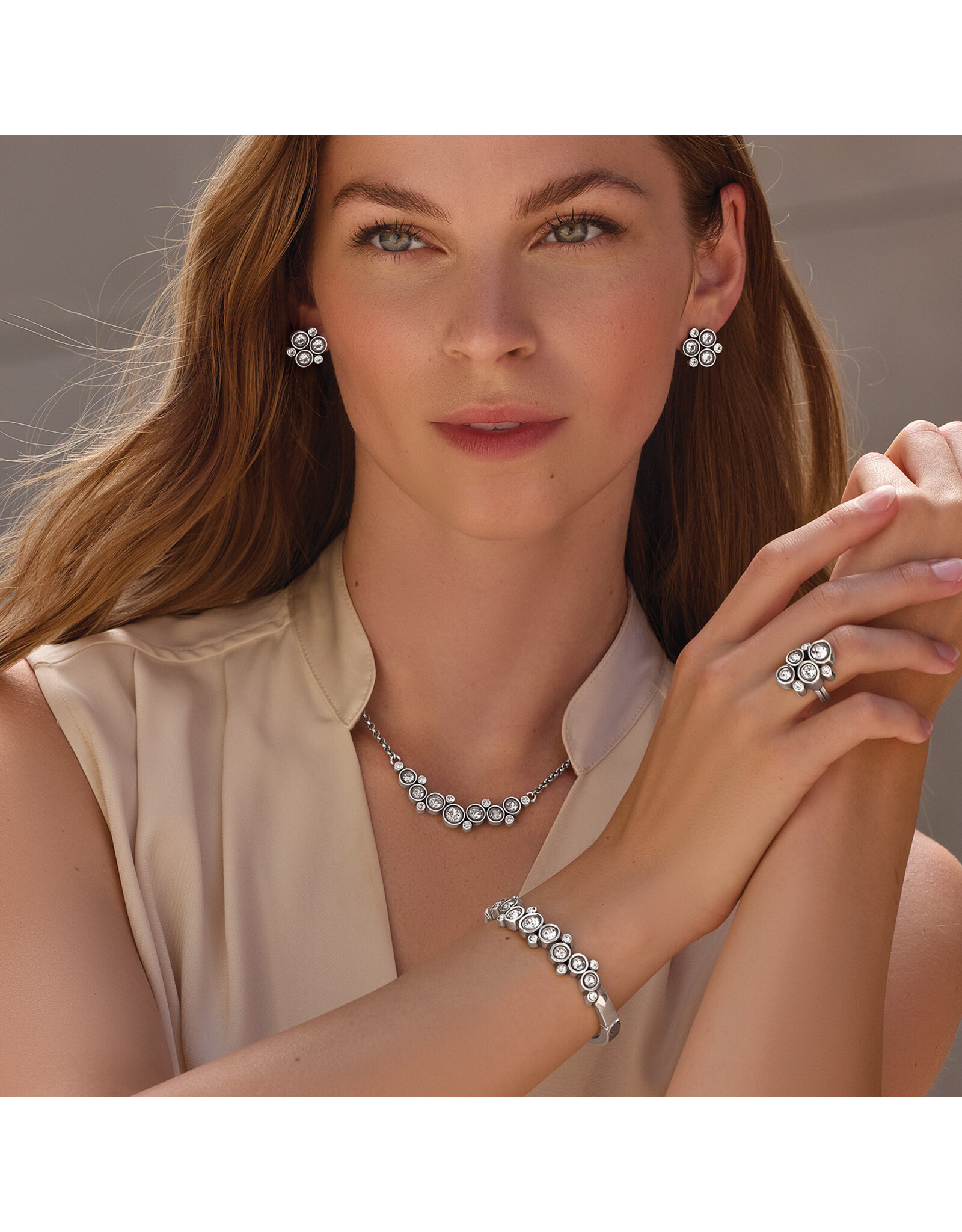 Brighton Brighton JF0280 Constella Cluster Crystal Hinged Bangle