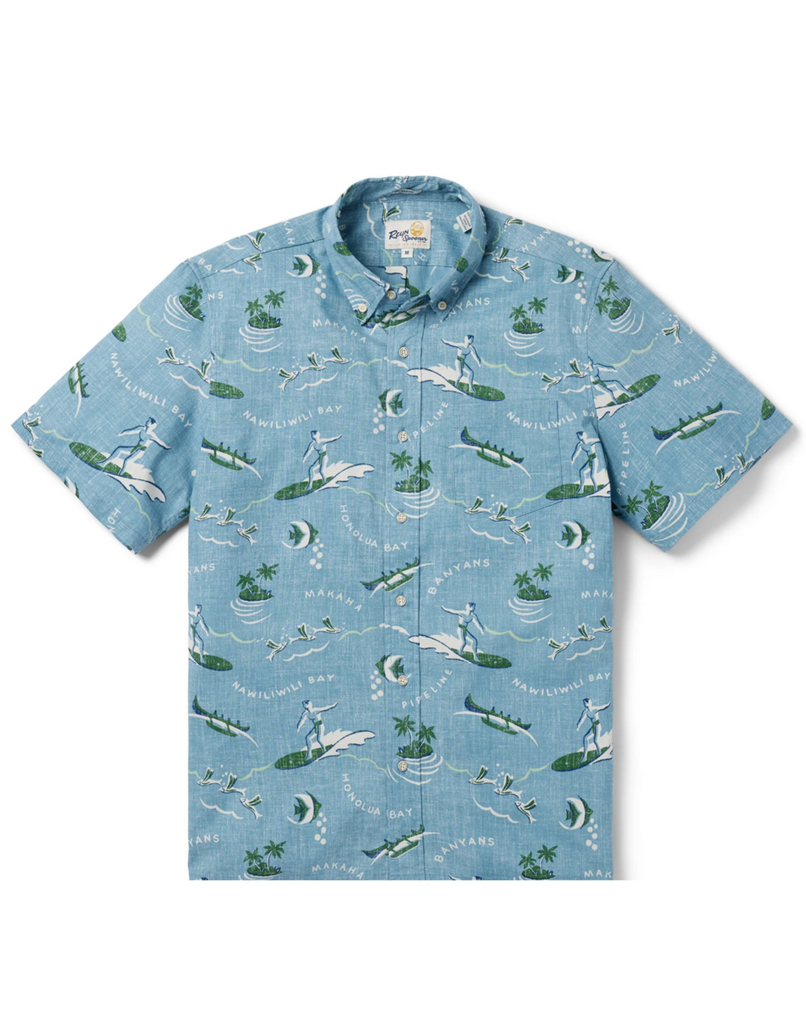 Reyn Spooner Reyn M643412524 Ocean Chillin’ Faded Denim Button Front