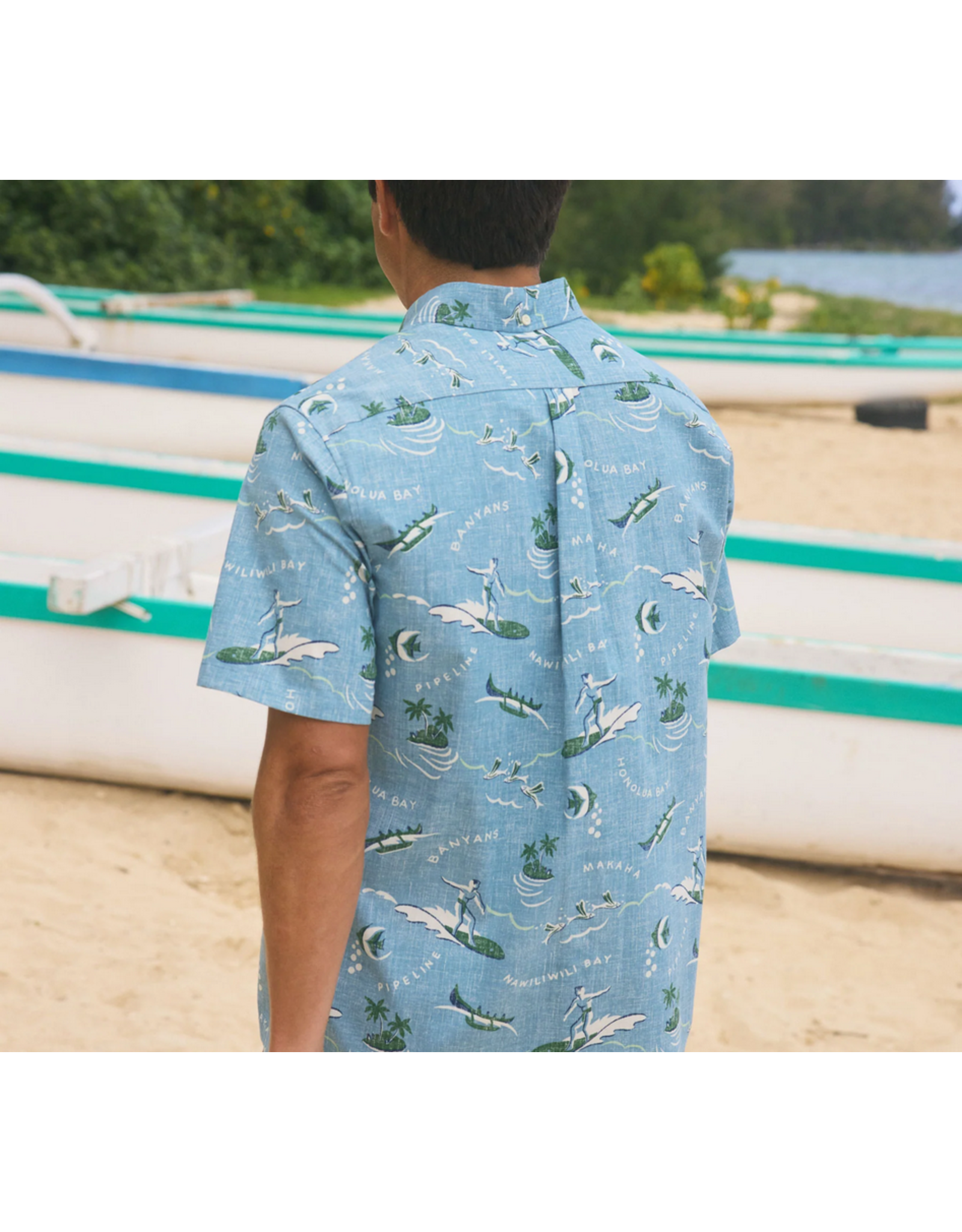 Reyn Spooner Reyn M643412524 Ocean Chillin’ Faded Denim Button Front