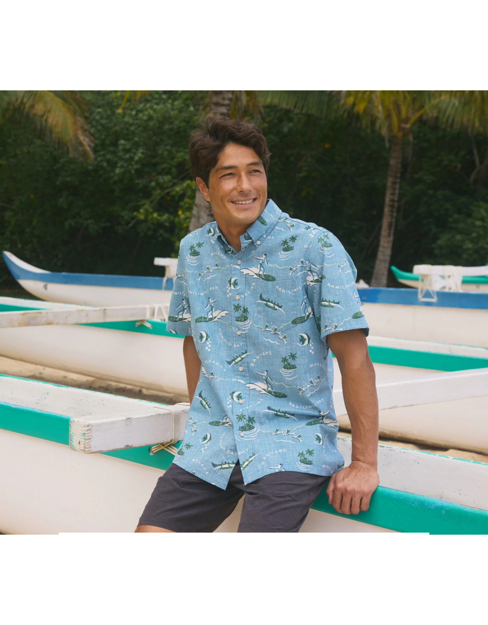 Reyn Spooner Reyn M643412524 Ocean Chillin’ Faded Denim Button Front