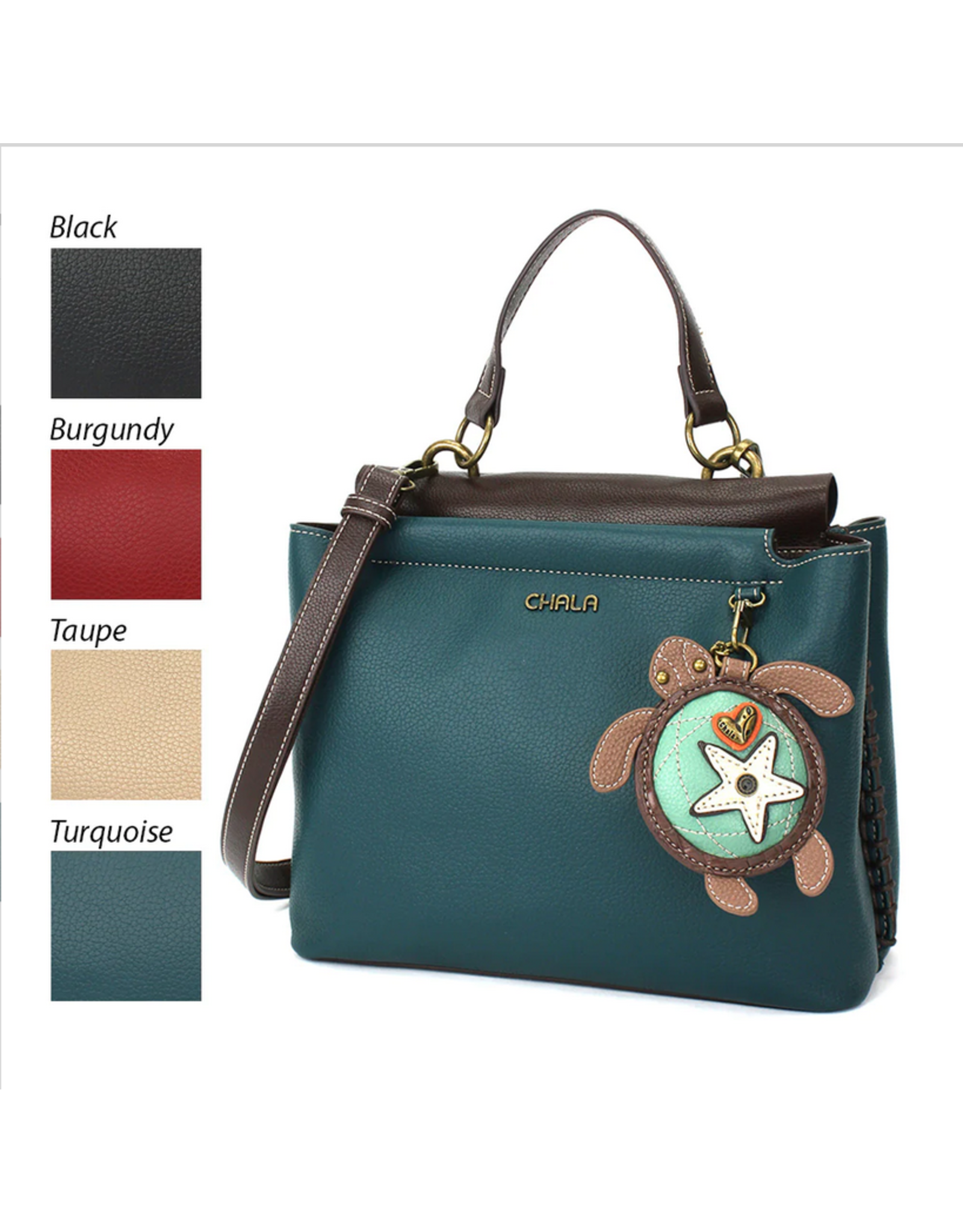 Chala Chala S848TU7 Charming Satchel Turquoise with Turtle Key