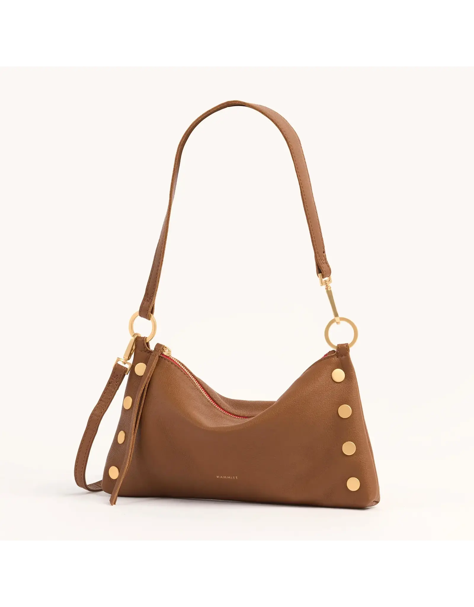 Hammitt Hammitt Kyle Mahogany Pebble Gold Red Zip