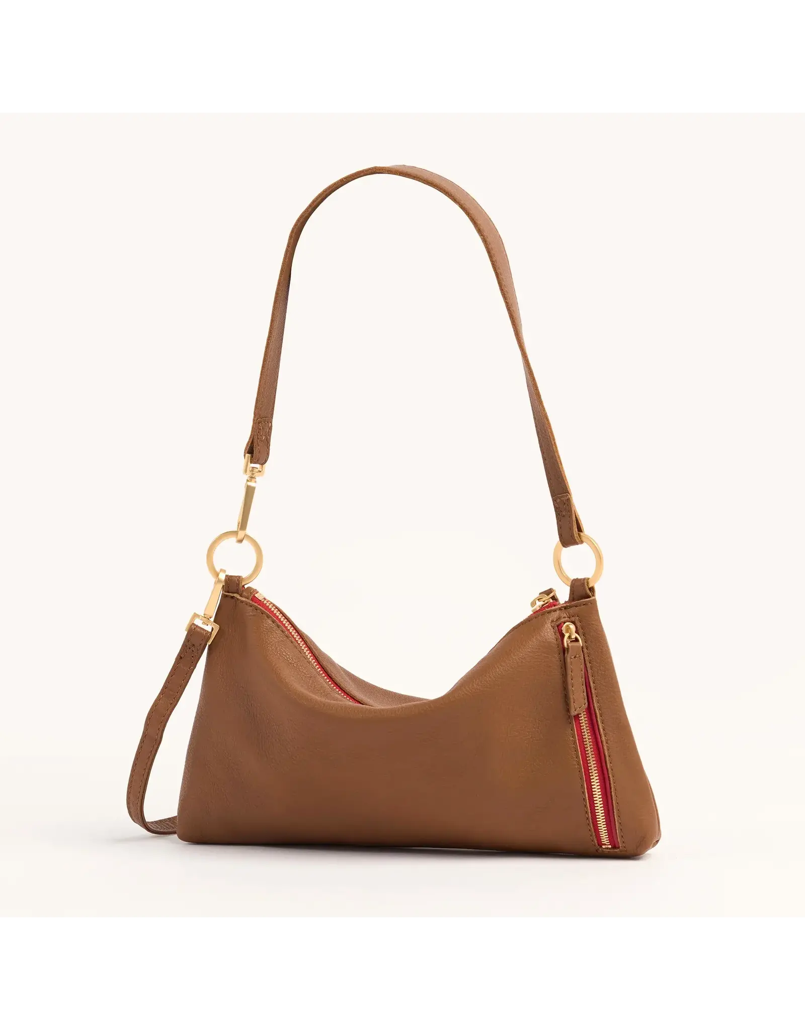 Hammitt Hammitt Kyle Mahogany Pebble Gold Red Zip