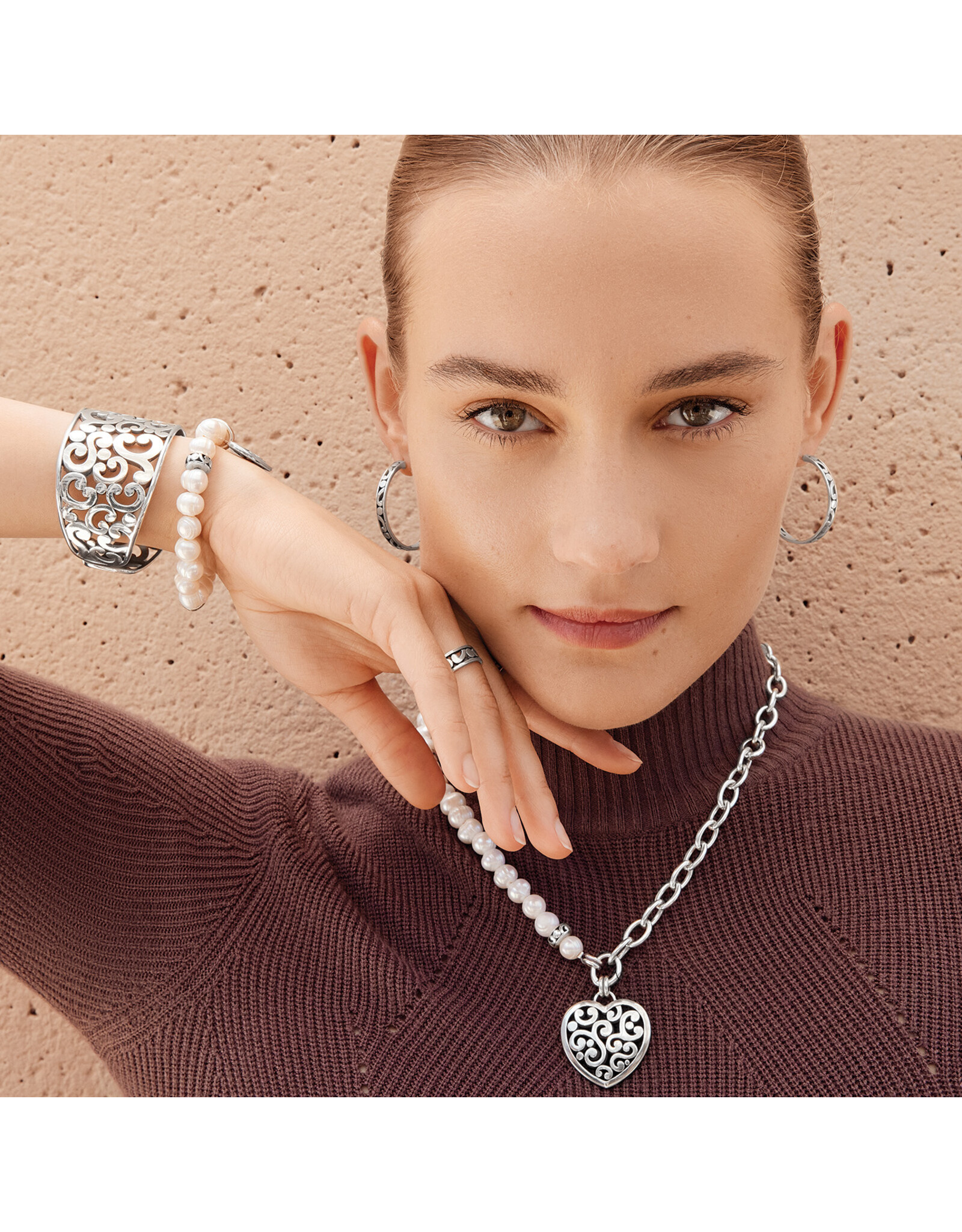 Brighton Brighton JM7675 Contempo Heart Pearl Charm Necklace