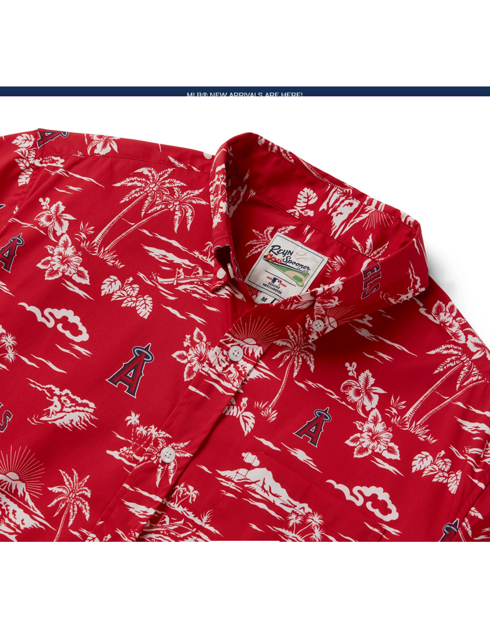 Reyn Spooner Reyn B535013121 LA Angels Performance Red Button Front Shirt