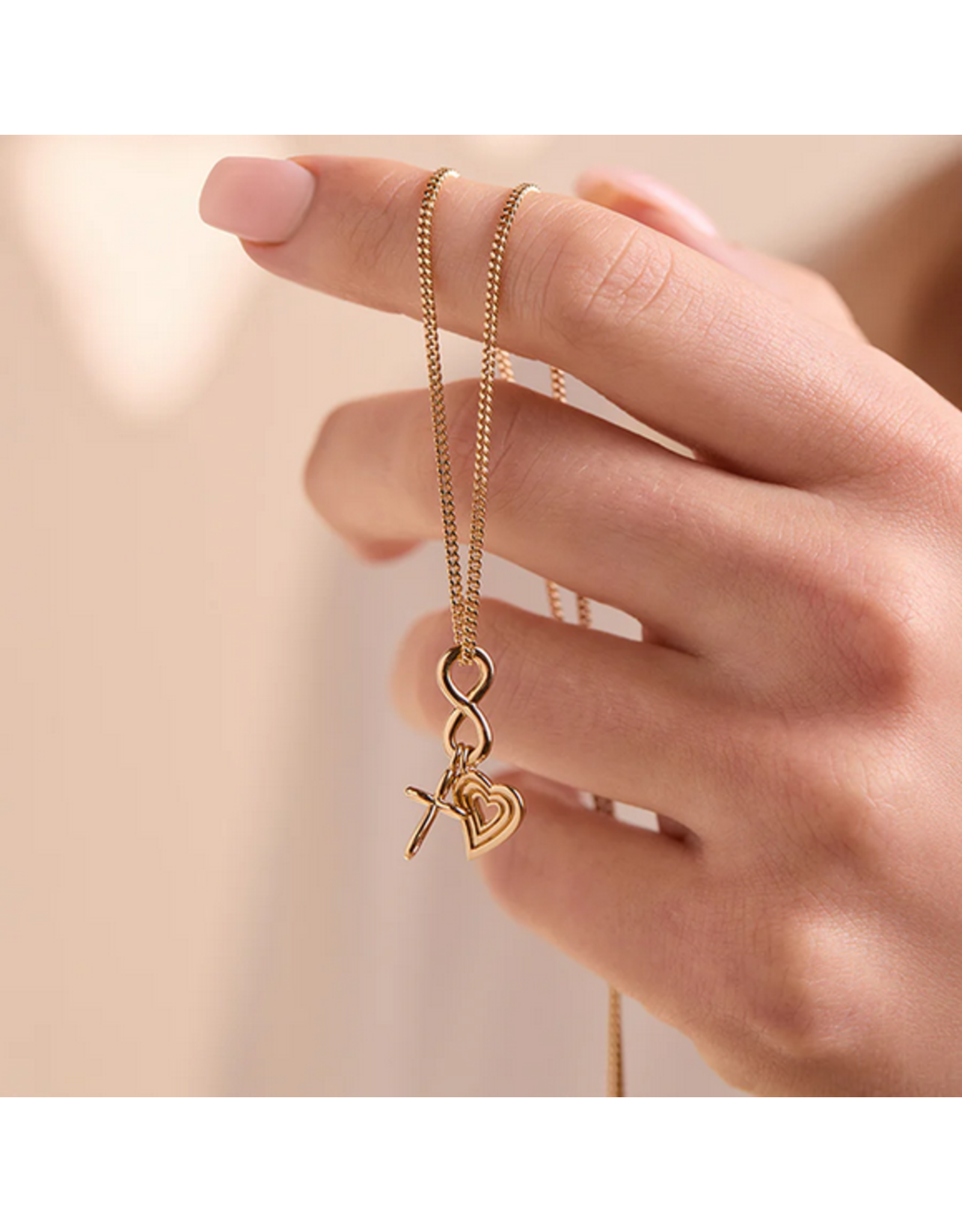 Rizen Rizen 390023GD Faith Hope Love Necklace Gold