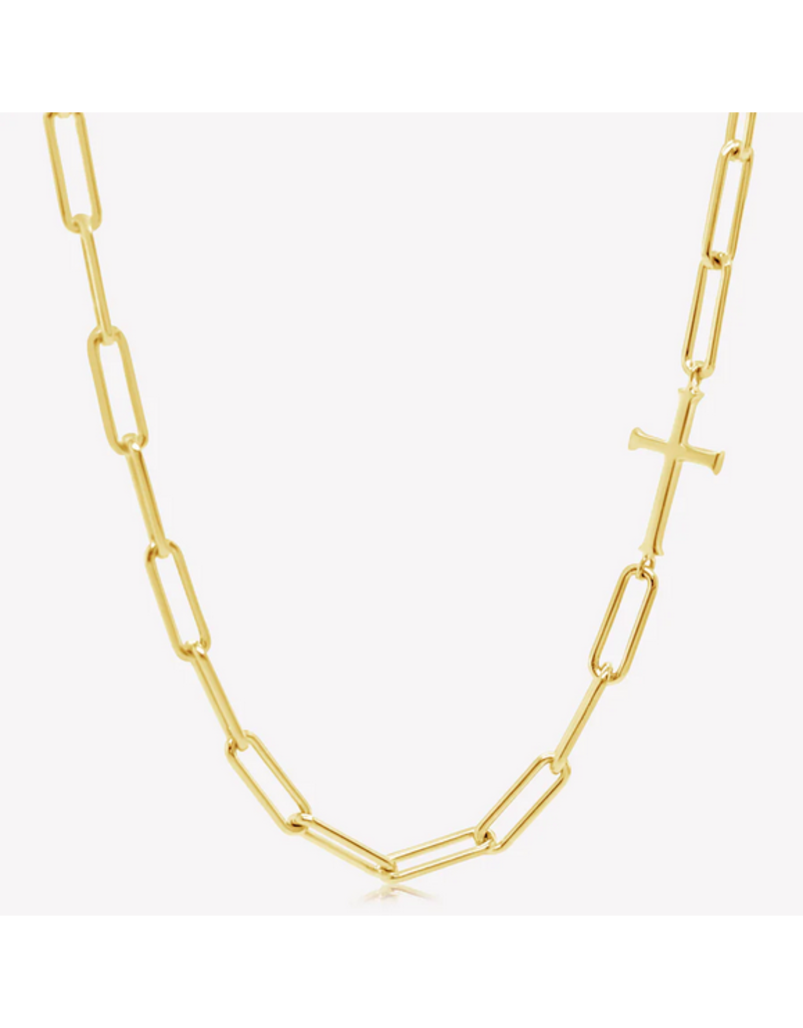 Rizen Rizen 390007GD Chain Breaker Cross Gold Necklace