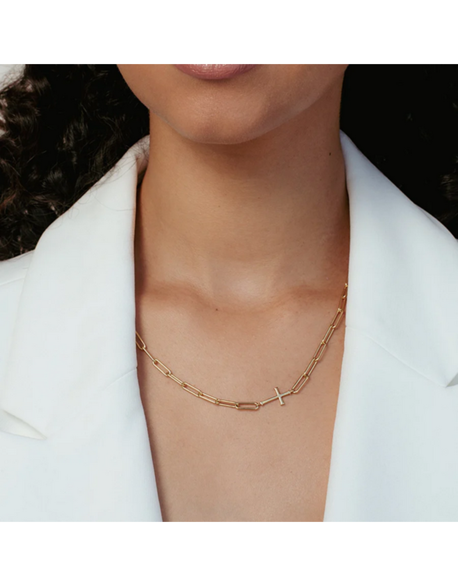 Rizen Rizen 390007GD Chain Breaker Cross Gold Necklace