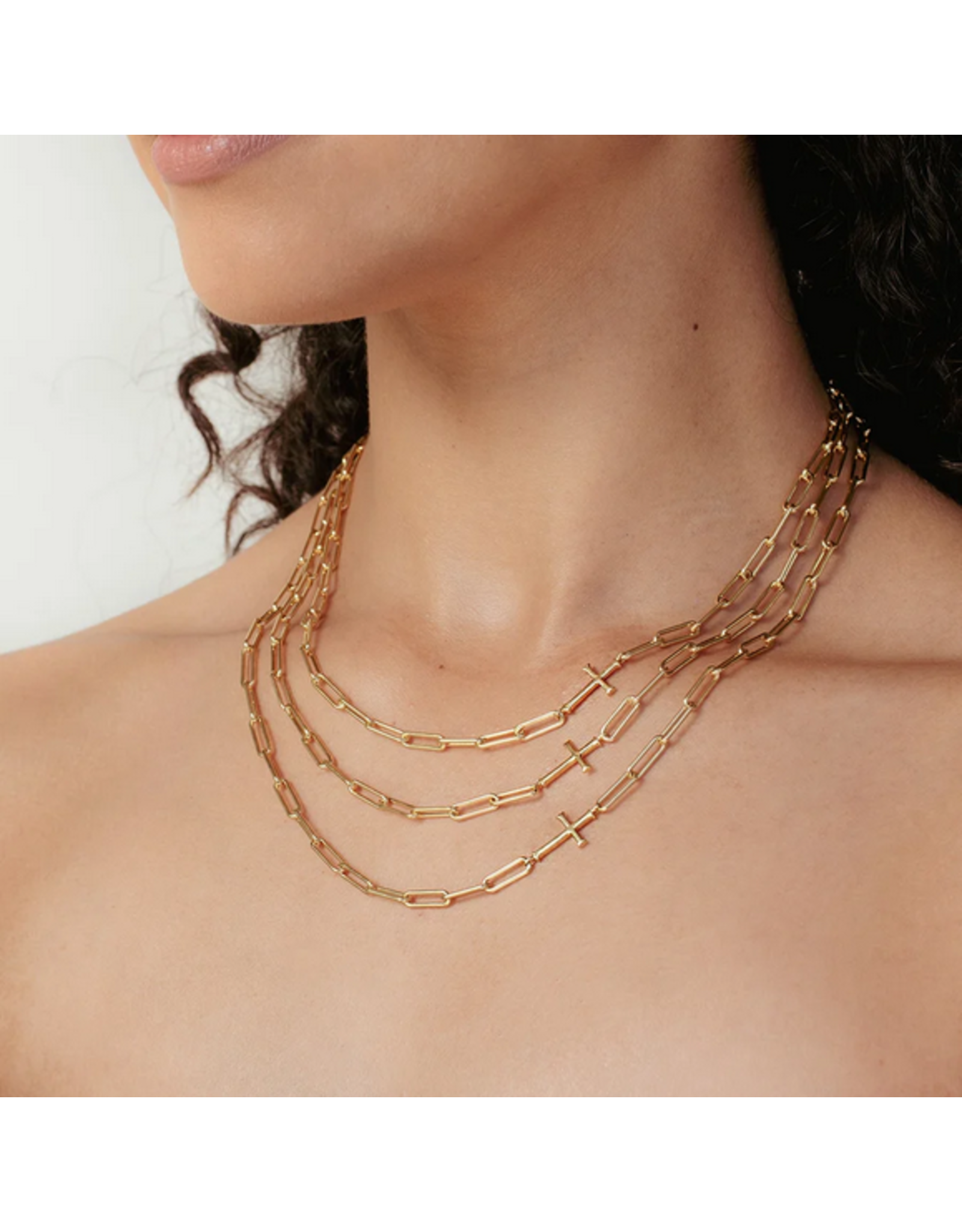 Rizen Rizen 390007GD Chain Breaker Cross Gold Necklace