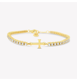 Rizen Rizen 590014GD-CZ-20 Luminous Cross Tennis Gold Bracelet 20cm
