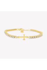 Rizen Rizen 590014GD-CZ-18 Luminous Cross Tennis Gold Bracelet 18cm