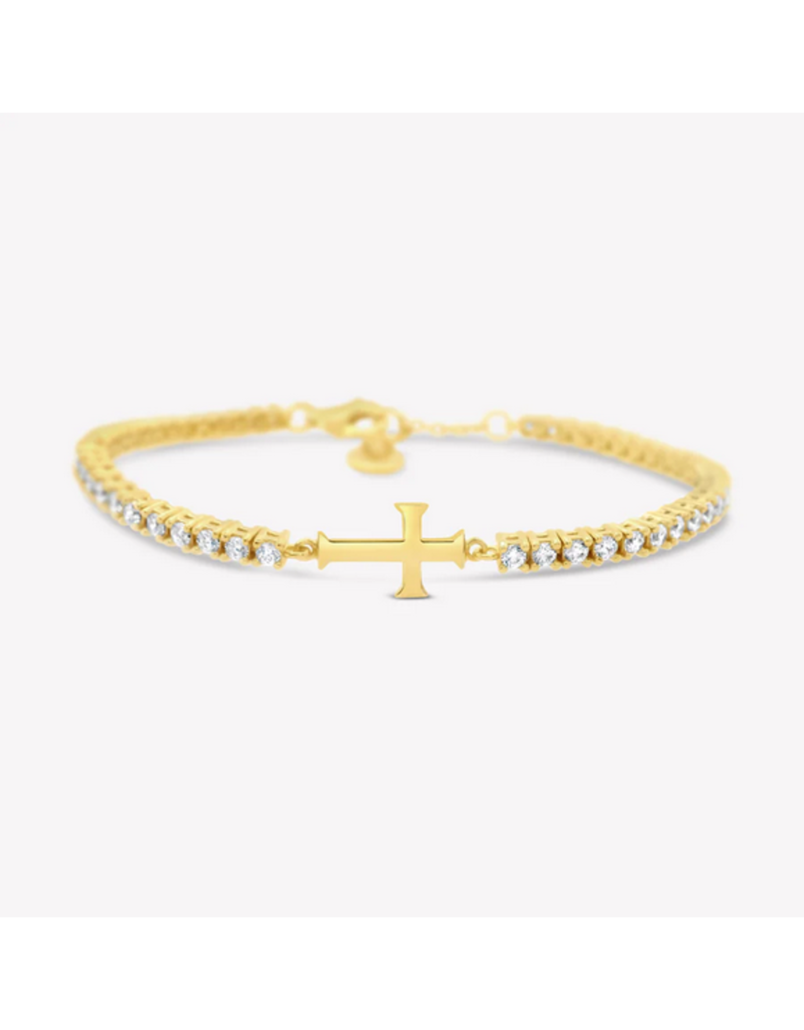 Rizen Rizen 590014GD-CZ-18 Luminous Cross Tennis Gold Bracelet 18cm