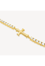 Rizen Rizen 590014GD-CZ-18 Luminous Cross Tennis Gold Bracelet 18cm