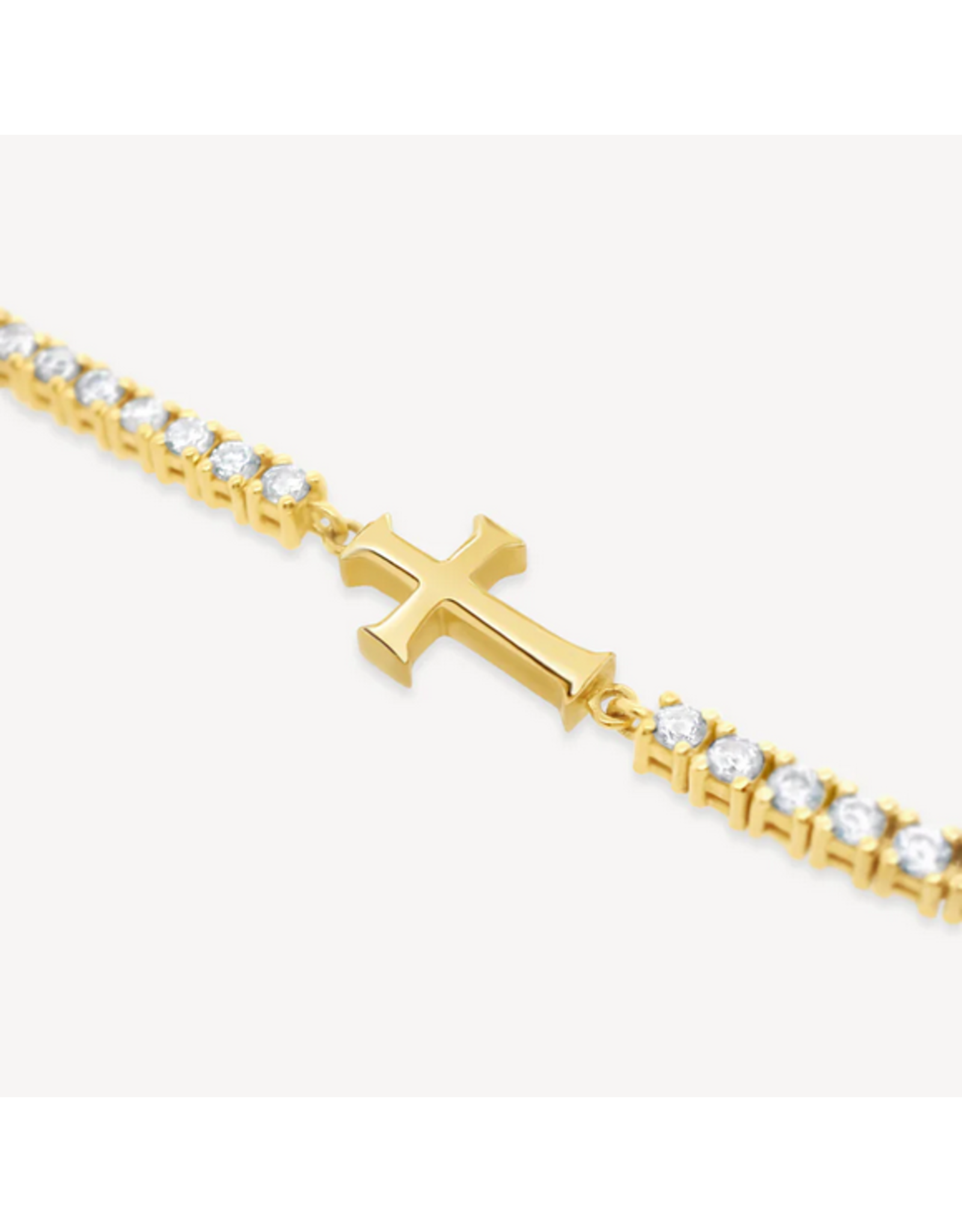 Rizen Rizen 590014GD-CZ-18 Luminous Cross Tennis Gold Bracelet 18cm
