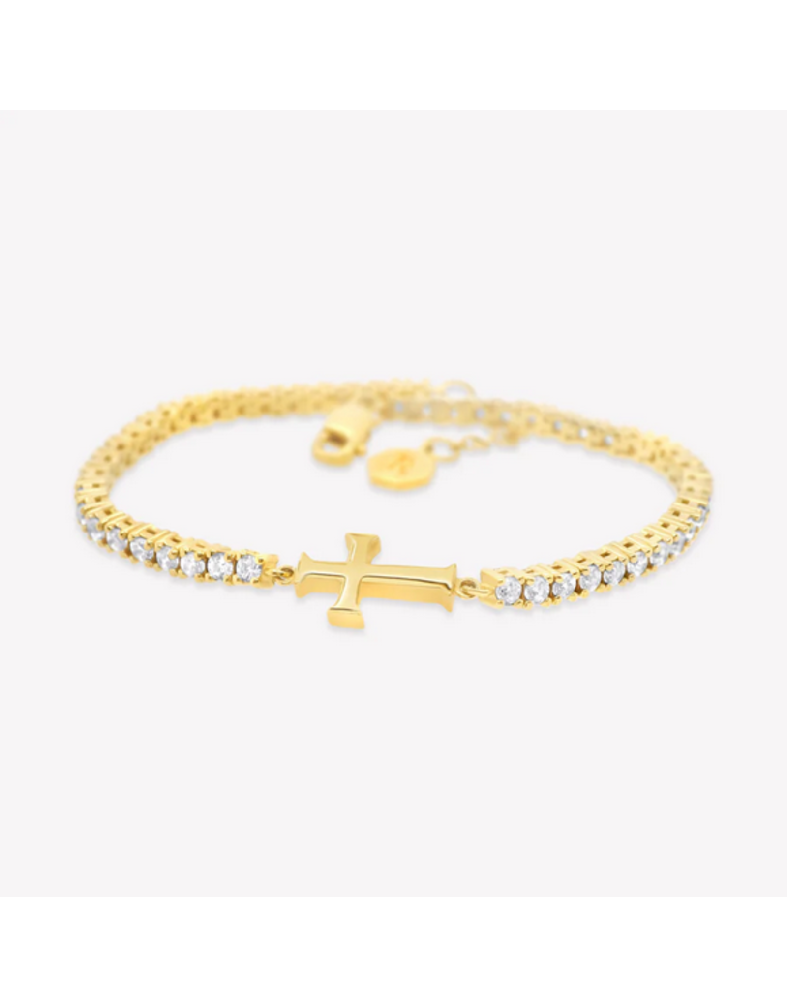 Rizen Rizen 590014GD-CZ-18 Luminous Cross Tennis Gold Bracelet 18cm