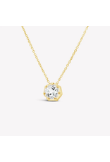 Rizen Rizen 390010GD-WT Ebenezer Solitaire White Topaz Gold Necklace