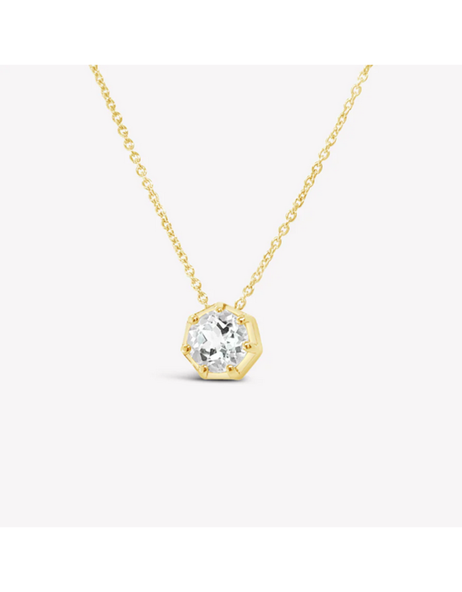 Rizen Rizen 390010GD-WT Ebenezer Solitaire White Topaz Gold Necklace