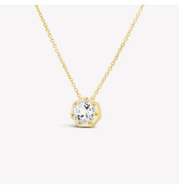 Rizen Rizen 390010GD-WT Ebenezer Solitaire White Topaz Gold Necklace