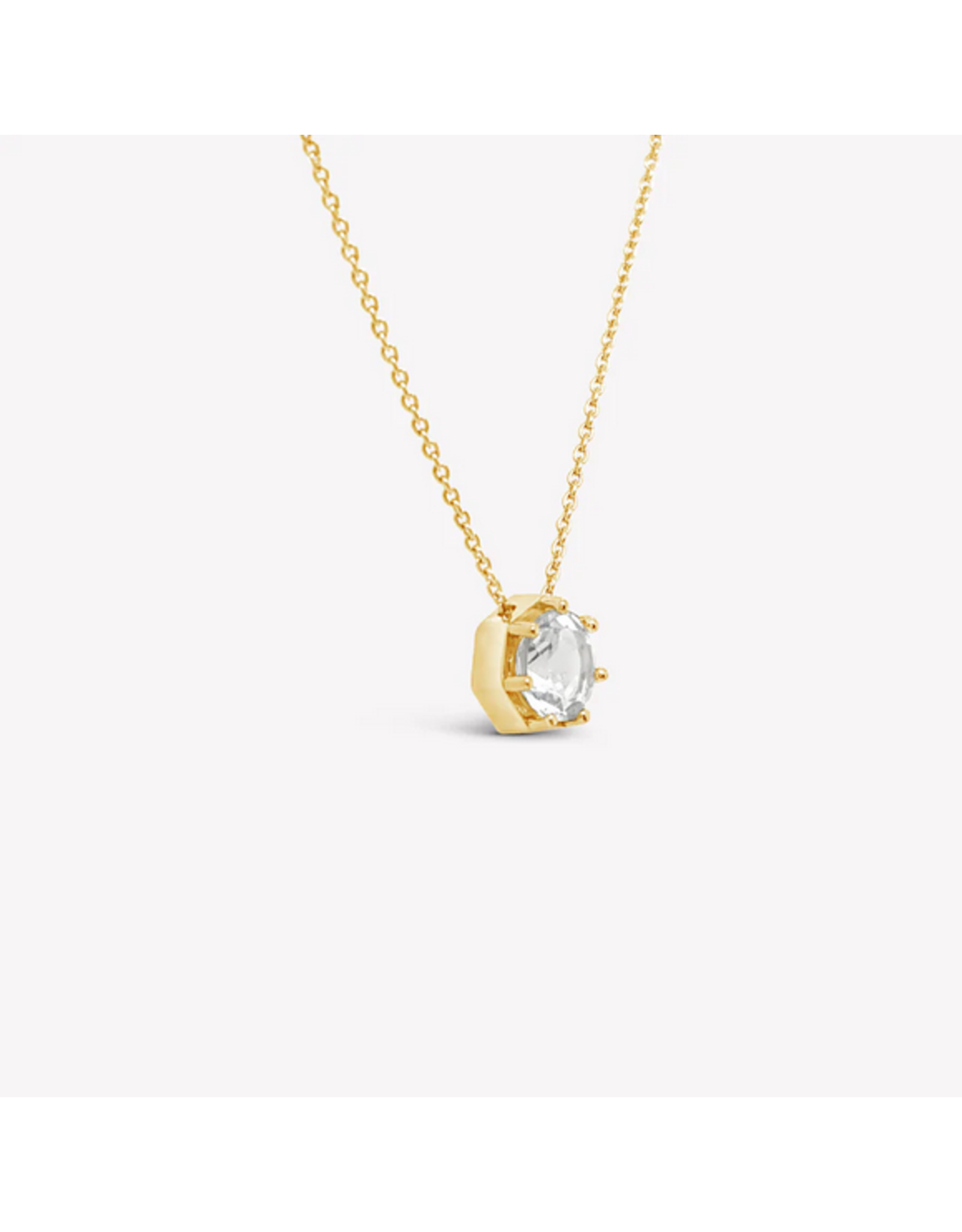 Rizen Rizen 390010GD-WT Ebenezer Solitaire White Topaz Gold Necklace