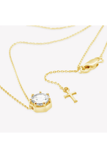 Rizen Rizen 390010GD-WT Ebenezer Solitaire White Topaz Gold Necklace