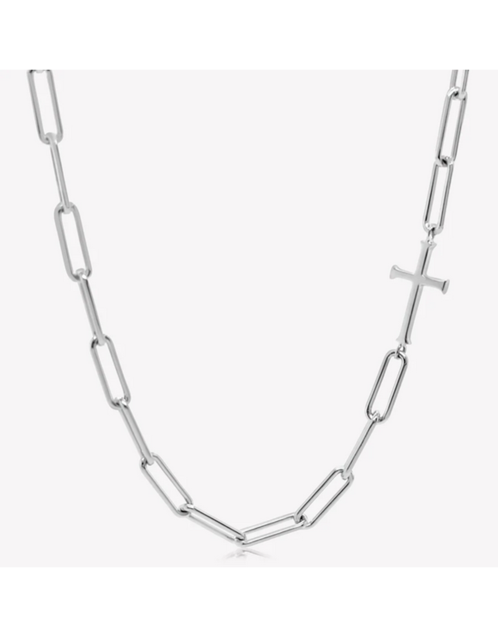 Rizen Rizen 390007SS Chain Breaker Cross Silver Necklace