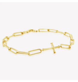 Rizen Rizen 590008GD-19 Chain Breaker Cross Gold Bracelet