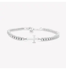 Rizen Rizen 590014SS-CZ-18 Luminous Cross Tennis Silver Bracelet 18cm