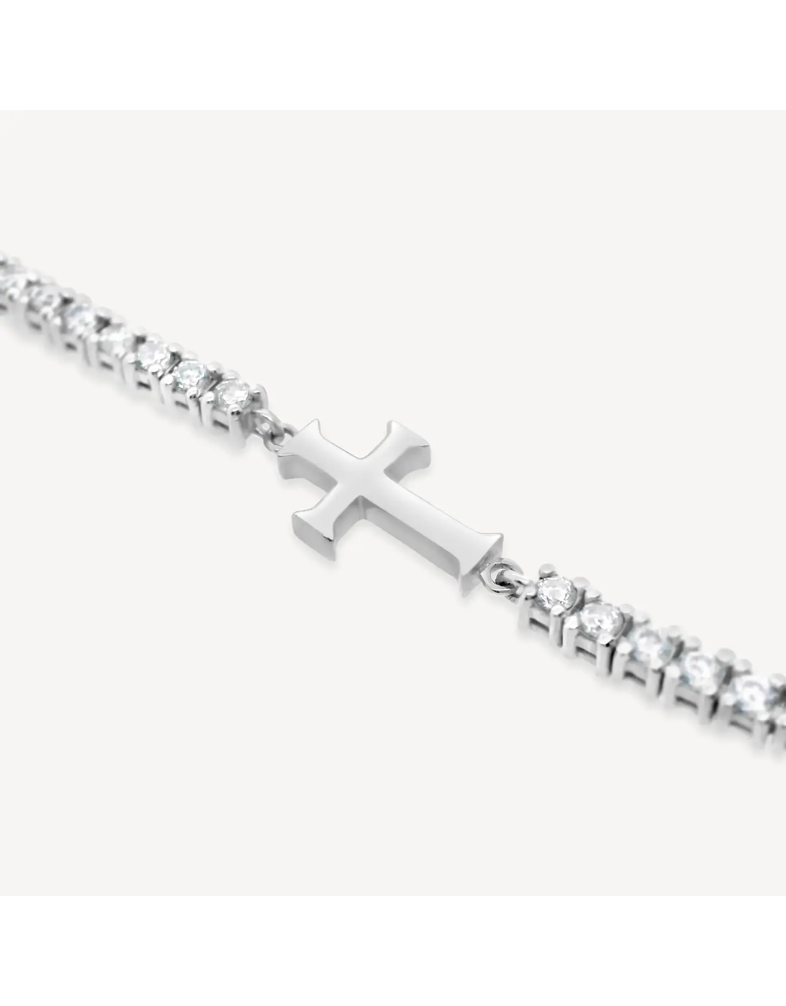 Rizen Rizen 590014SS-CZ-18 Luminous Cross Tennis Silver Bracelet 18cm