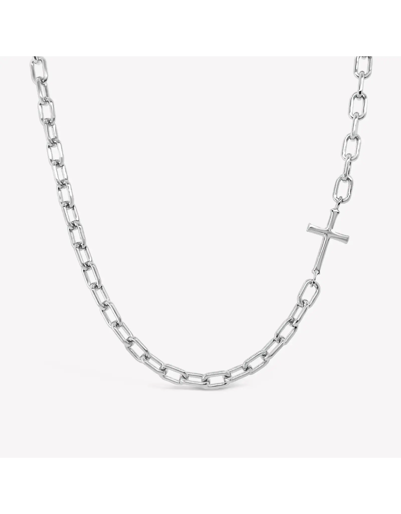 Rizen Rizen 390017SS Mini Chain Breaker Cross Silver Necklace