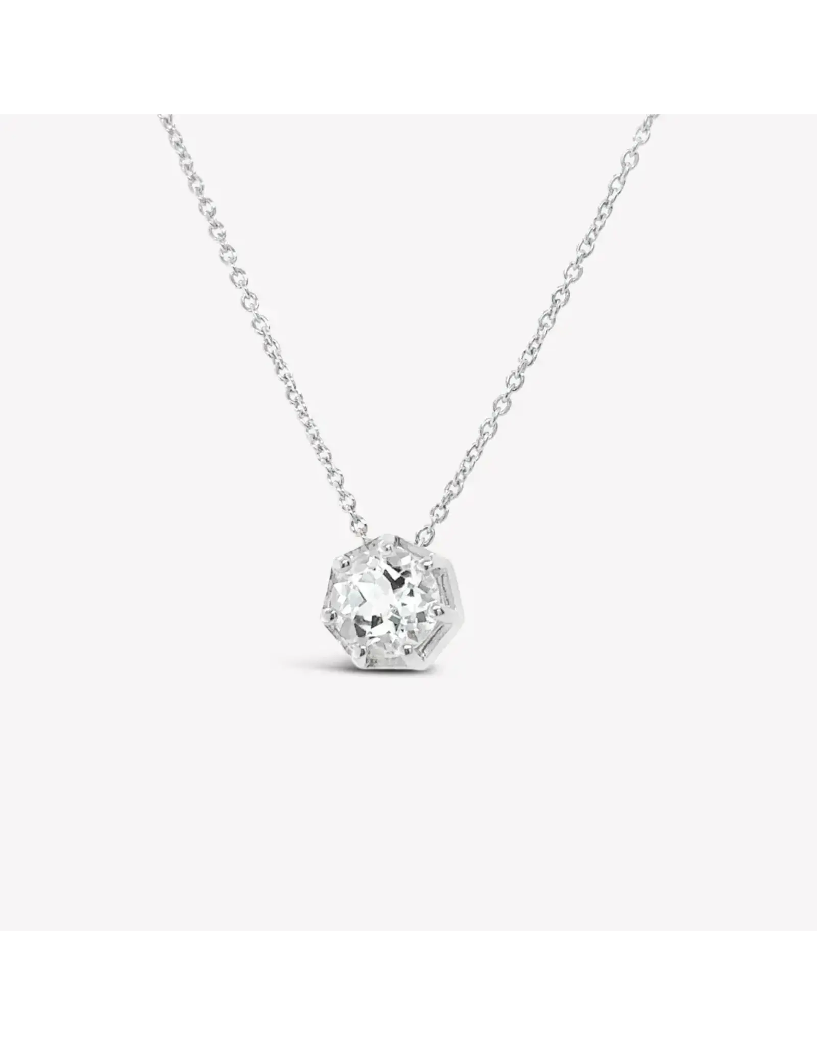 Rizen Rizen 390010SS-WT Ebenezer Solitaire White Topaz Silver Necklace