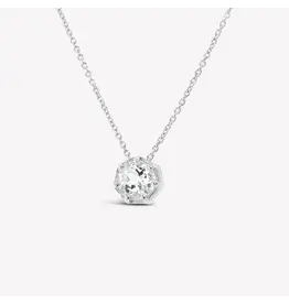 Rizen Rizen 390010SS-WT Ebenezer Solitaire White Topaz Silver Necklace