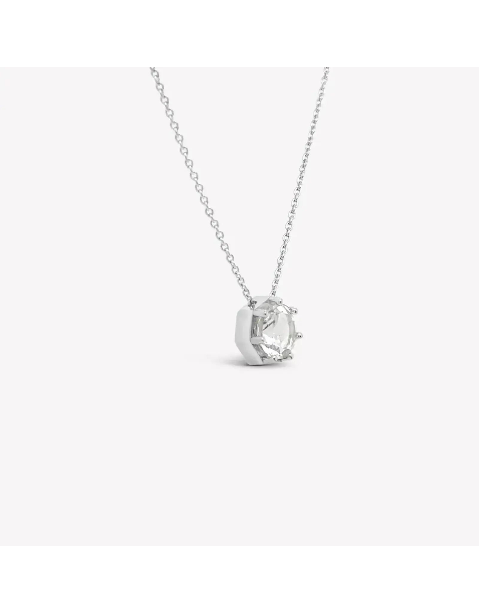 Rizen Rizen 390010SS-WT Ebenezer Solitaire White Topaz Silver Necklace