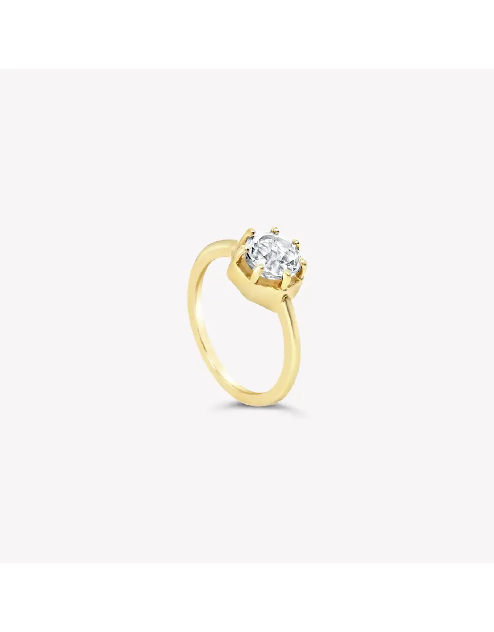 Rizen Rizen 190010GD-WT Ebenezer Solitaire White Topaz Gold Ring