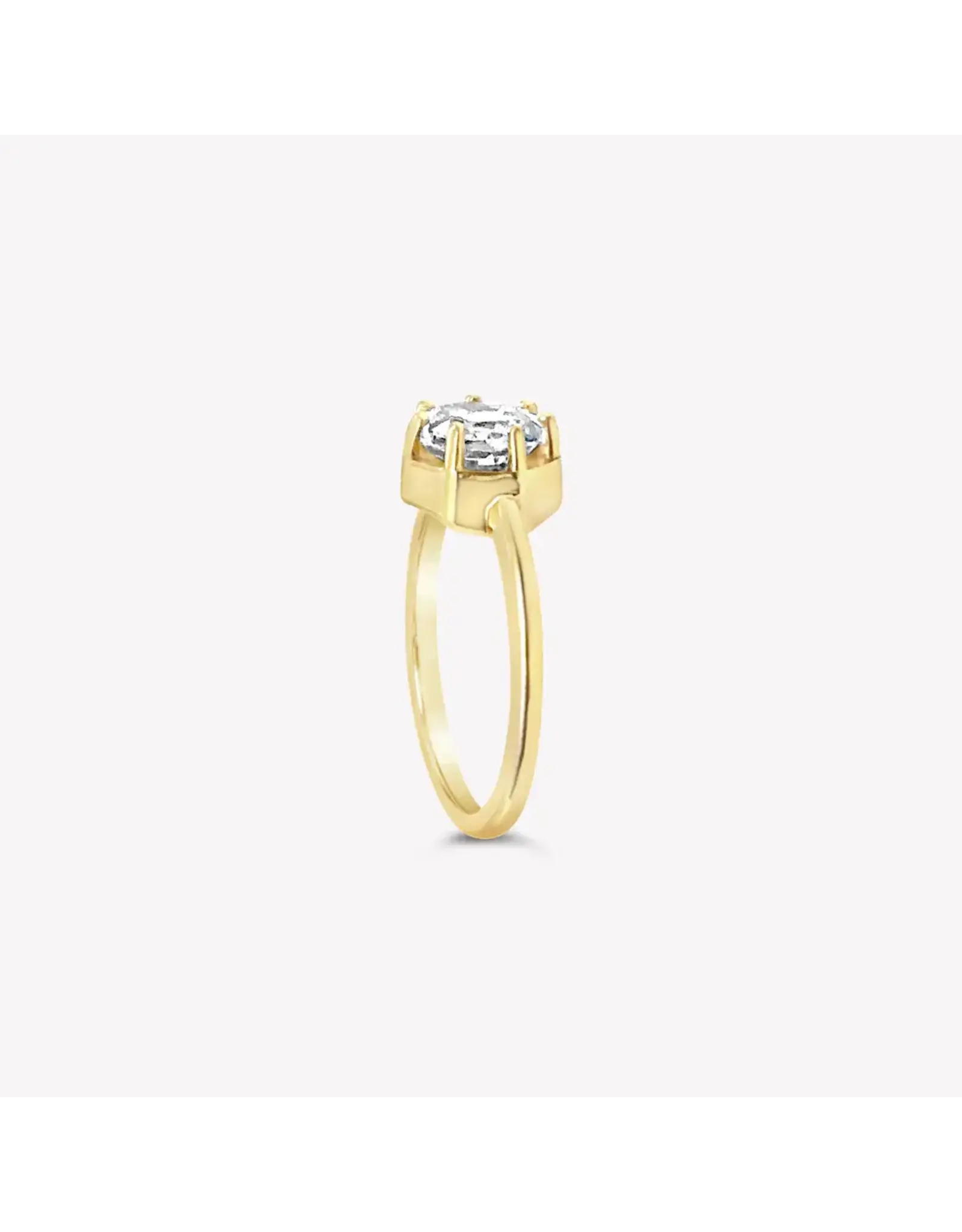 Rizen Rizen 190010GD-WT Ebenezer Solitaire White Topaz Gold Ring