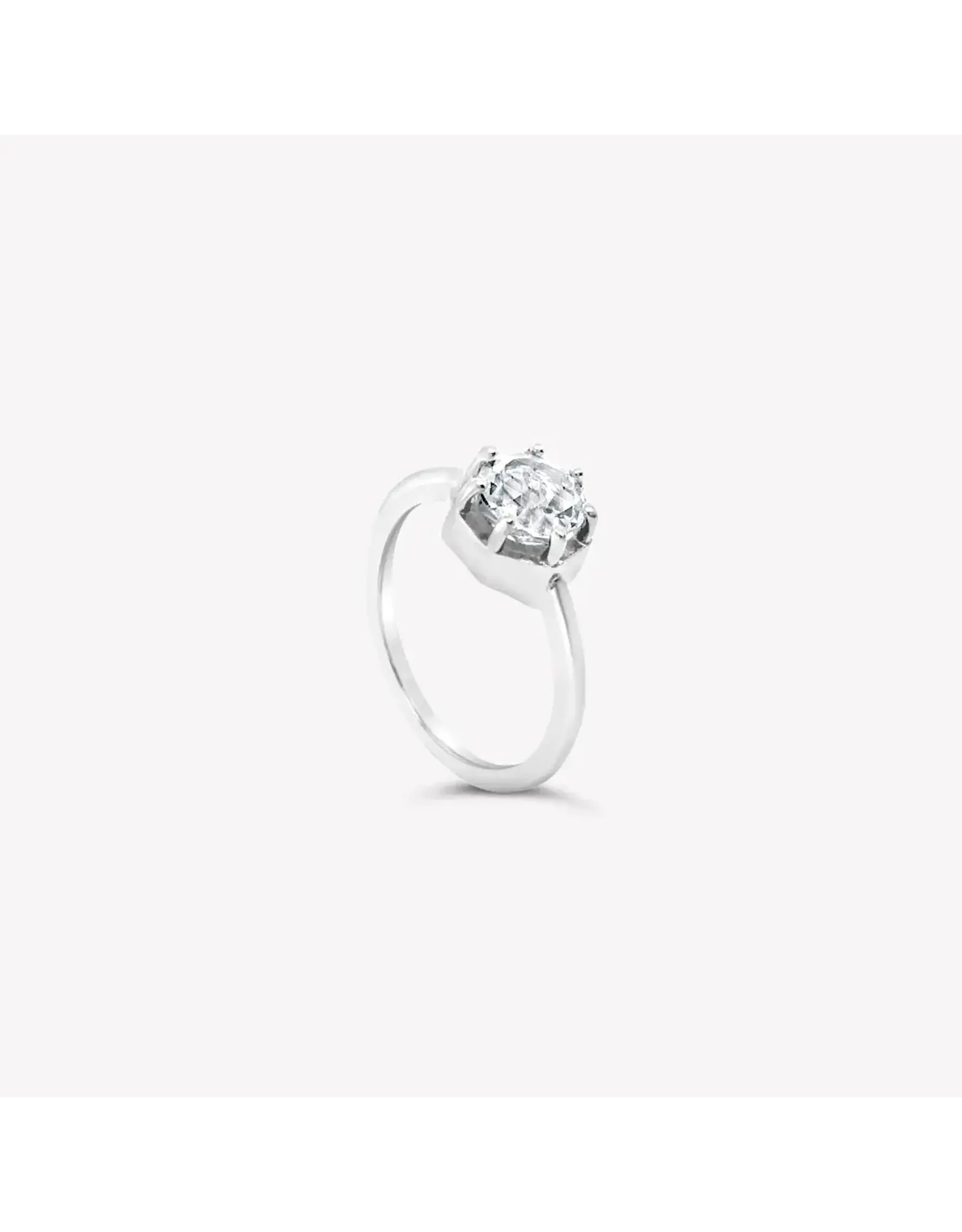 Rizen Rizen 190010SS-WT Ebenezer Solitaire White Topaz Silver Ring