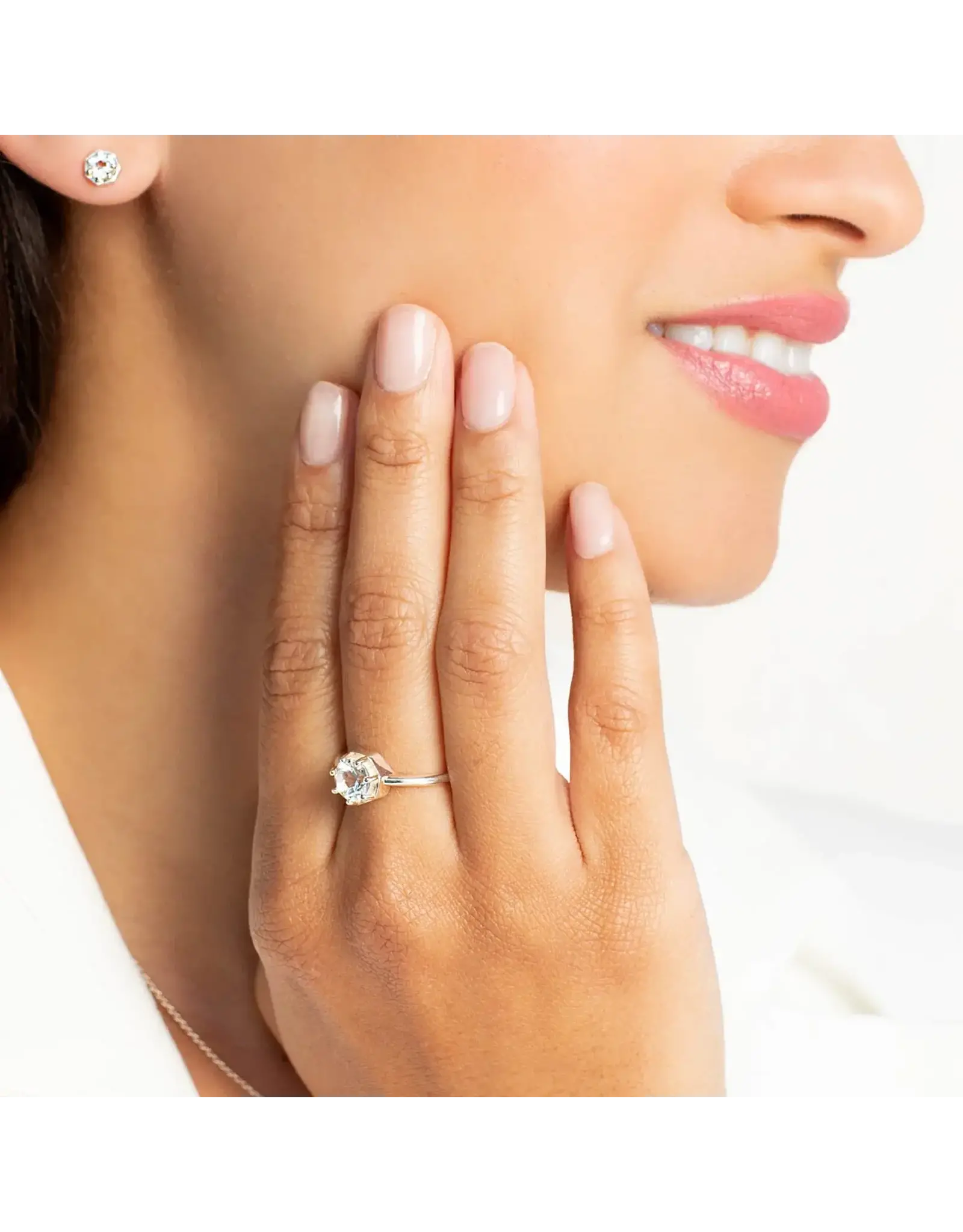 Rizen Rizen 190010SS-WT Ebenezer Solitaire White Topaz Silver Ring