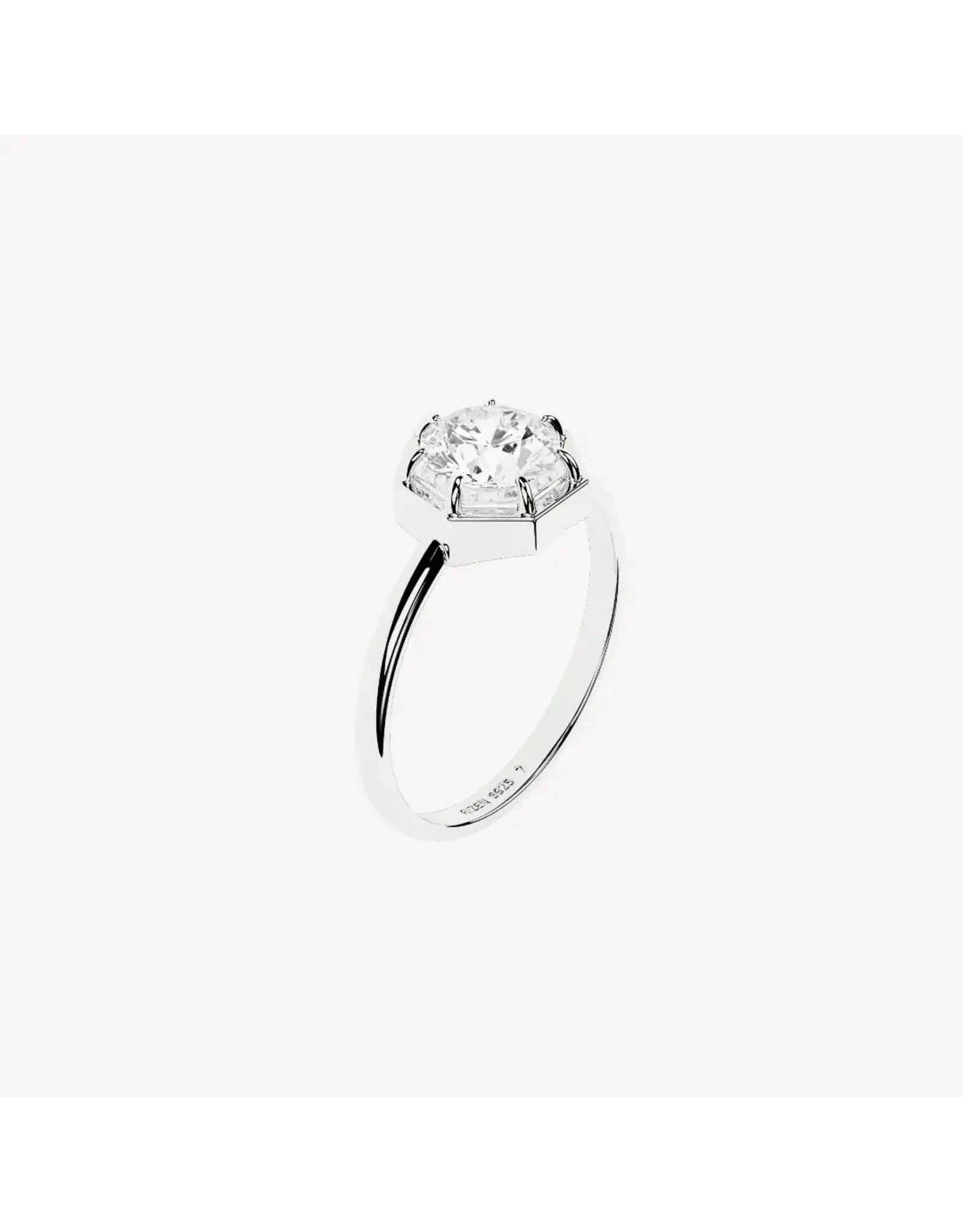 Rizen Rizen 190010SS-WT Ebenezer Solitaire White Topaz Silver Ring