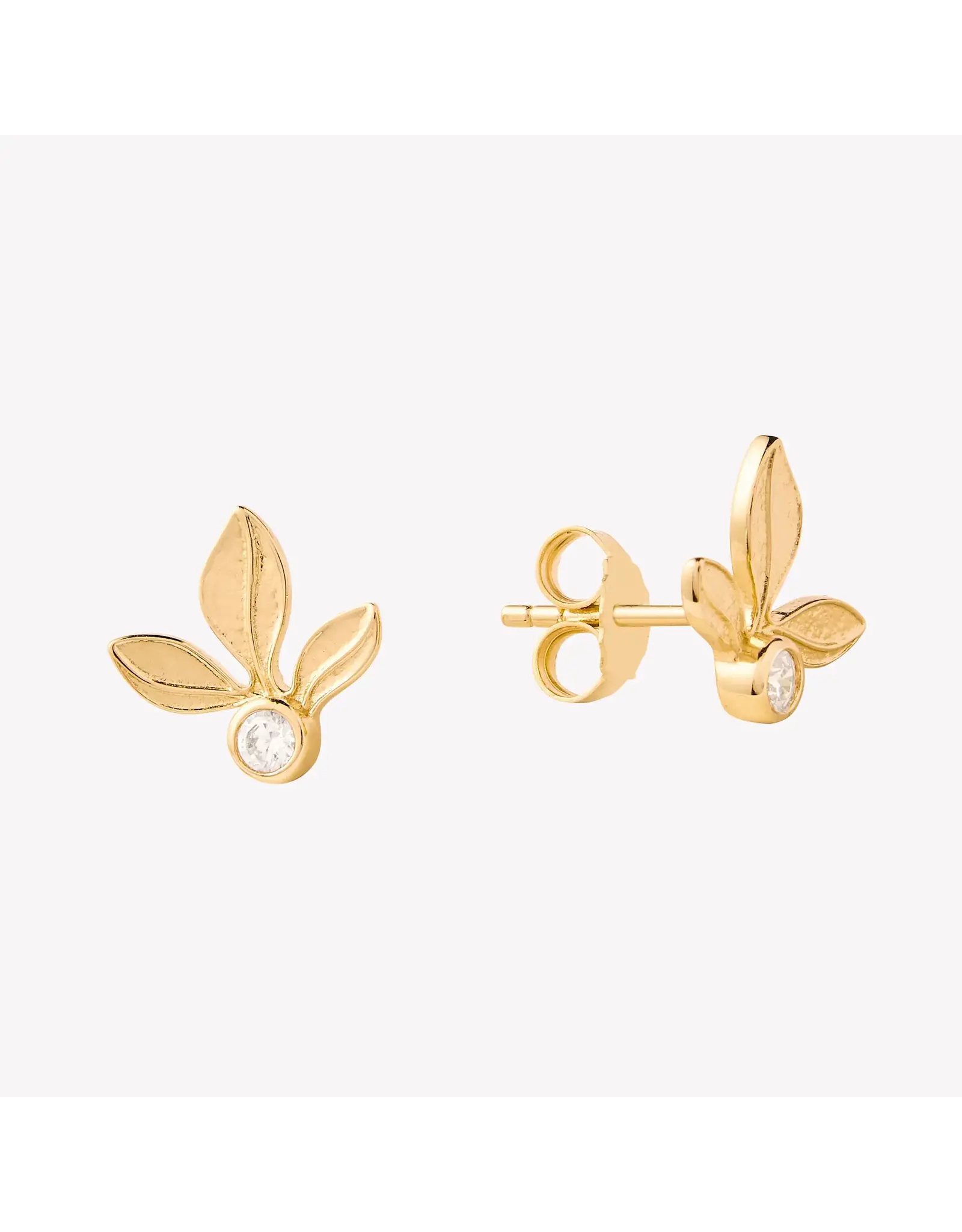 Rizen Rizen 290023GD-CZ Olive Leaf Stud Earring