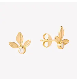 Rizen Rizen 290023GD-CZ Olive Leaf Stud Earring