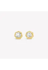 Rizen Rizen 290010GD-WT Ebenezer Solitaire White Stud Gold Earrings Rizen Rizen 290010GD-WT Ebenezer Solitaire White Stud Gold Earrings