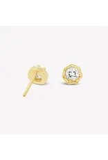 Rizen Rizen 290010GD-WT Ebenezer Solitaire White Stud Gold Earrings Rizen Rizen 290010GD-WT Ebenezer Solitaire White Stud Gold Earrings