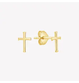 Rizen Rizen 290001GD-CZ Mini Cross Stud Earrings Gold