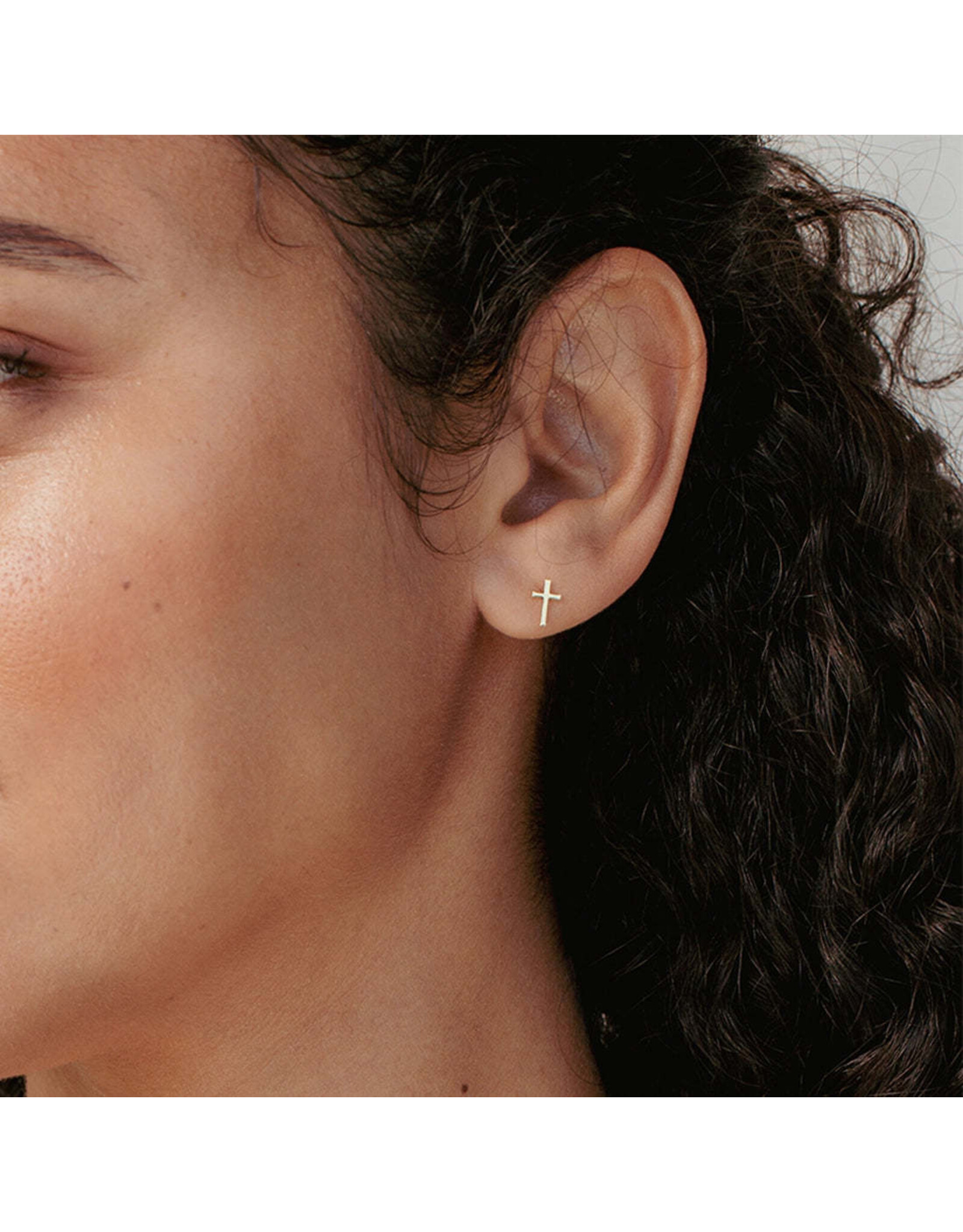 Rizen Rizen 290001GD-CZ Mini Cross Stud Earrings Gold