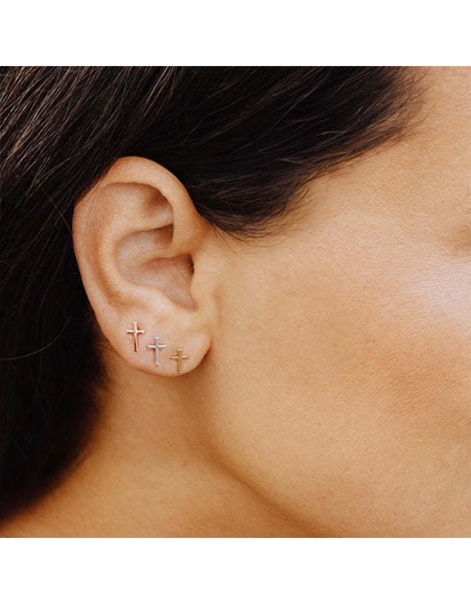 Rizen Rizen 290001GD-CZ Mini Cross Stud Earrings Gold