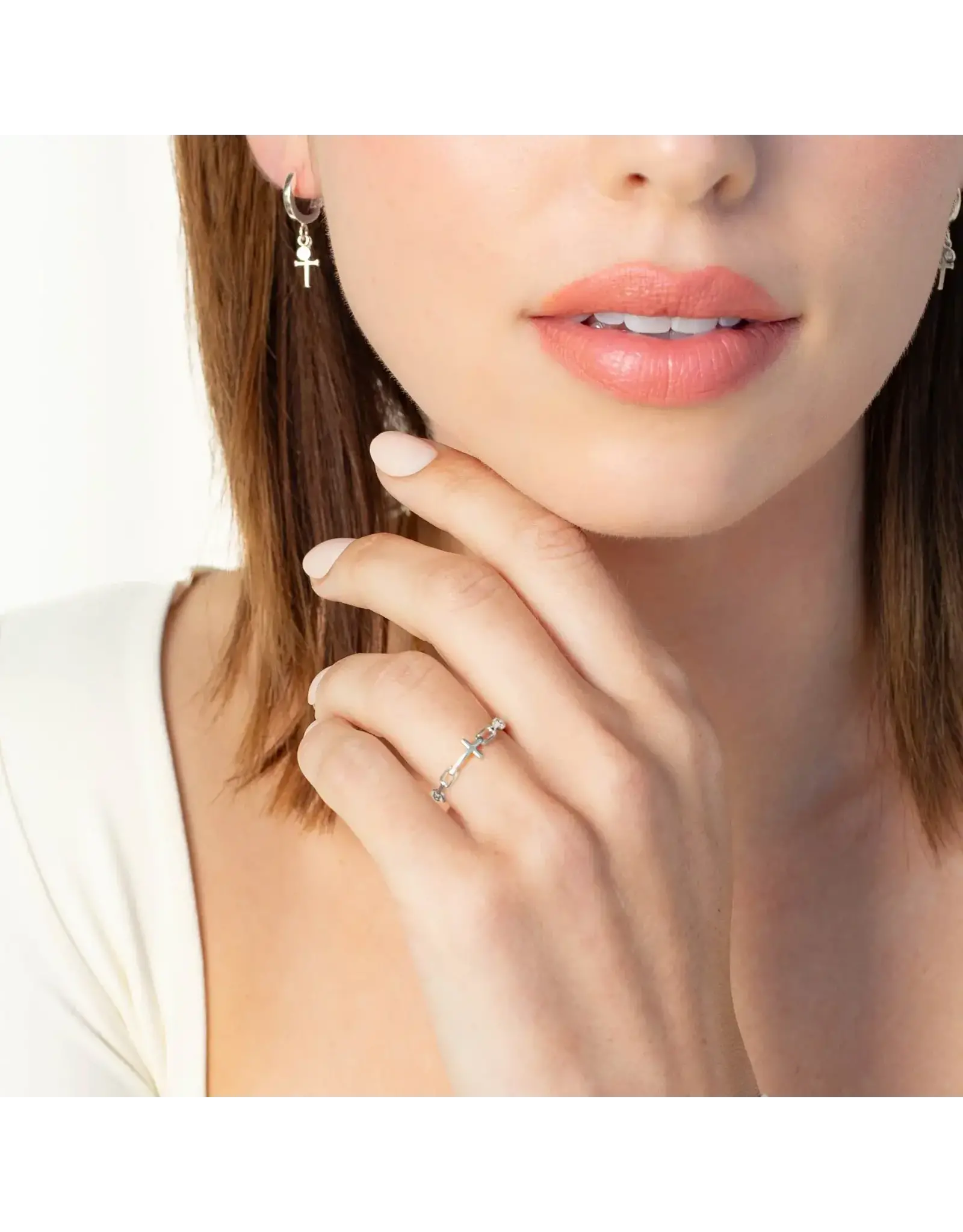 Rizen Rizen 190017SS Chain Breaker Cross Silver Ring