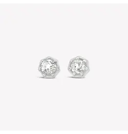 Rizen Rizen 290010SS-WT Ebenezer Solitaire White Stud Silver Earrings