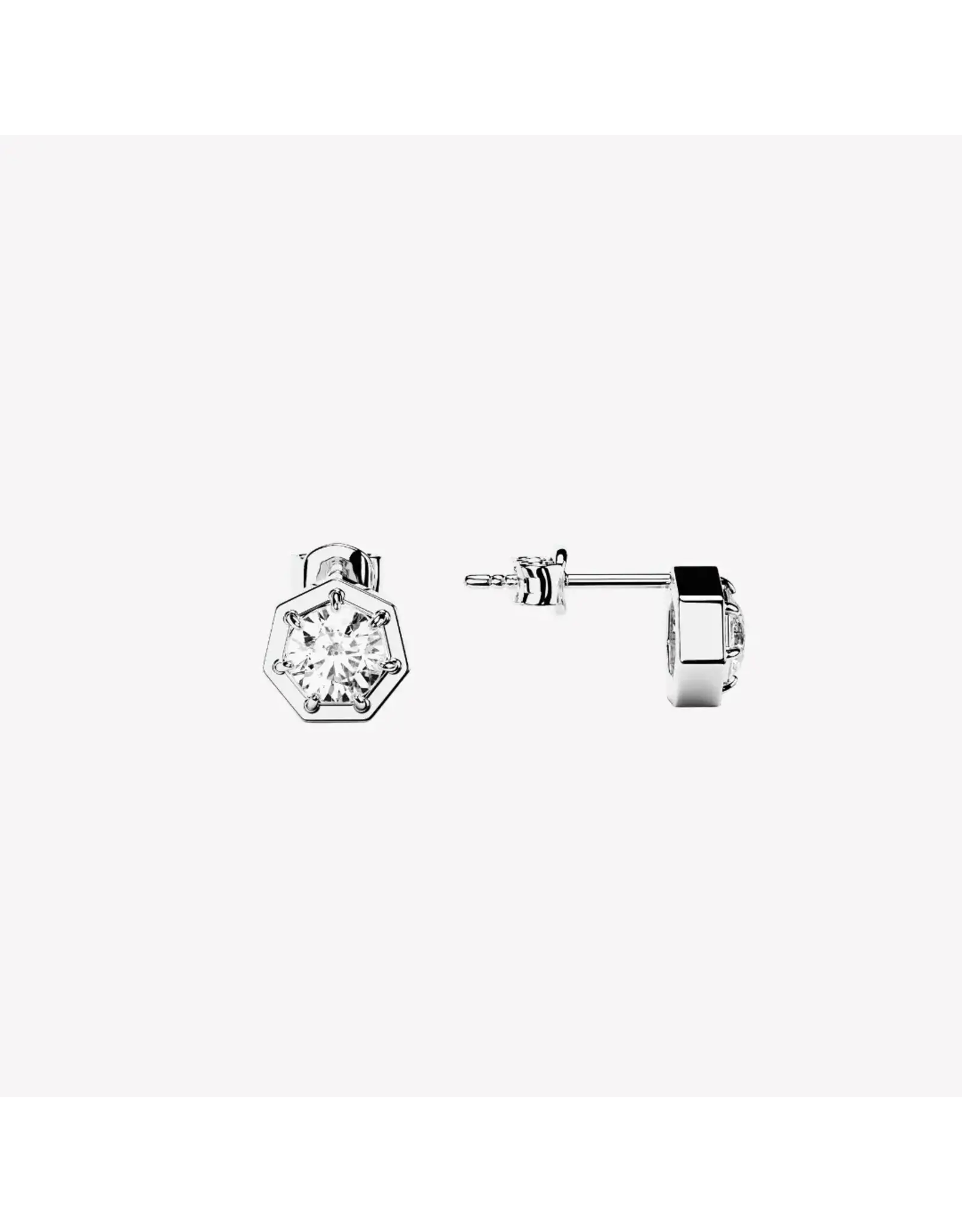 Rizen Rizen 290010SS-WT Ebenezer Solitaire White Stud Silver Earrings