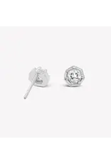 Rizen Rizen 290010SS-WT Ebenezer Solitaire White Stud Silver Earrings