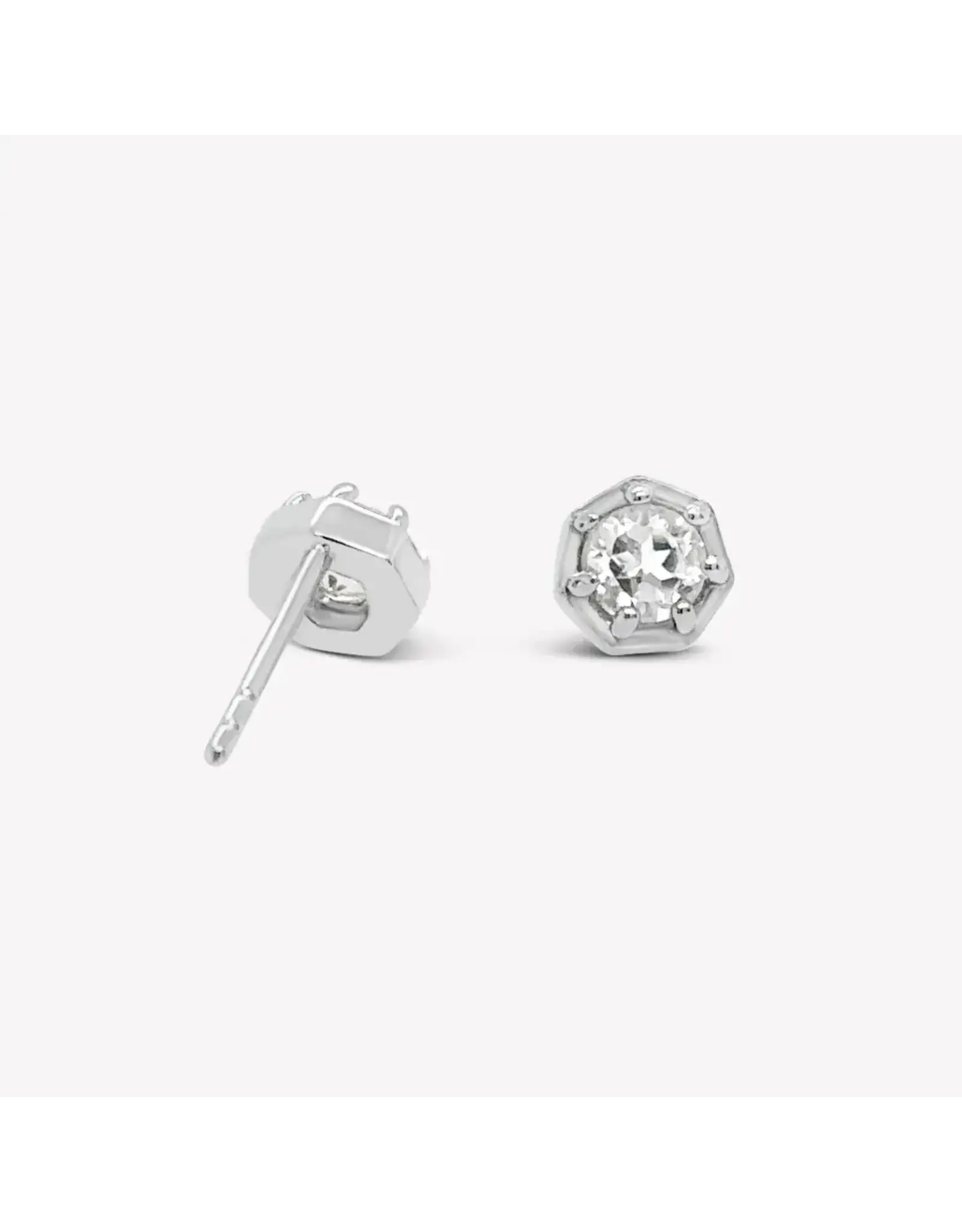 Rizen Rizen 290010SS-WT Ebenezer Solitaire White Stud Silver Earrings